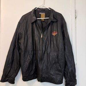 Vintage 90s GEAR For Sports "Parts Pro" Racing Leather Bomber Jacket